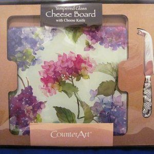 CounterArt Glass Cheese Board Multi-Hydrangea